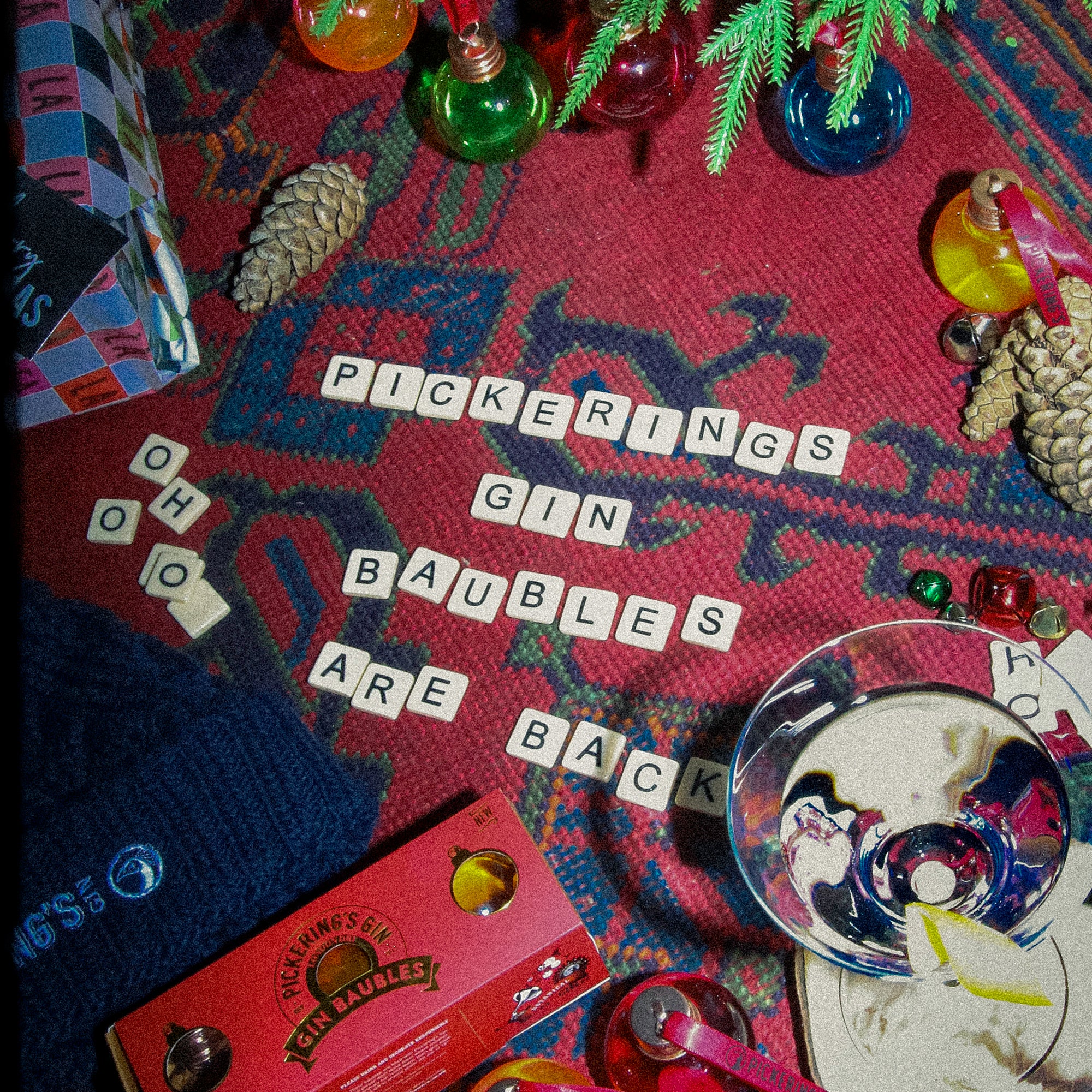 Christmas display showing Pickering's Gin Baubles are back